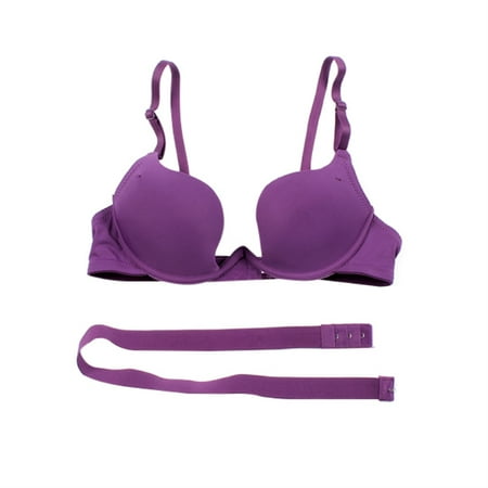 

Women Bra Low Cut Women Sexy Push Up Bra Backless Convertible Seamless Bra Purple 36B