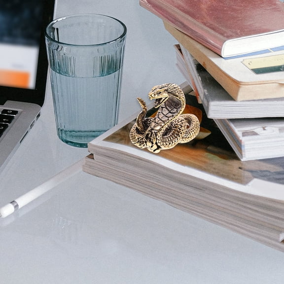 LIFKOME Set of 2 Brass Snake Statues with Colorful , Desktop Decor for Home and Office