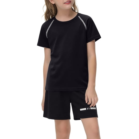Toddler Boy Outfits Athletic Solid Print Short Sleeve Crew Neck T-Shirt Top And Shorts 2 Piece Daily Wear Boys' Clothing Sets Size 3-4 Years