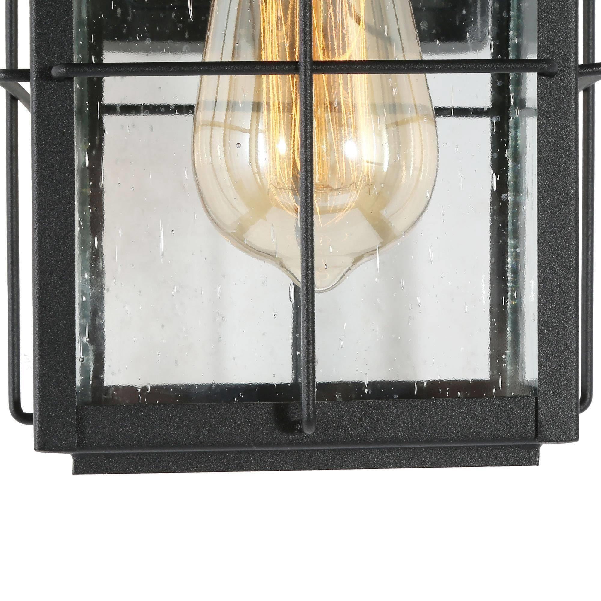 LNC Black Transitional Outdoor Wall Sconce(2 Pack),LED Exterior Wall Light with Seeded Glass