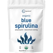 Micro Ingredients Organic Blue Spirulina Powder (Phycocyanin Extract), 30 Servings | No Fishy Smell, 100% Vegan Protein Supplement from Blue-Green Algae
