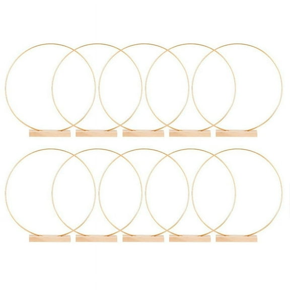 10 Pack 10 Inch Metal Floral Hoop Wreath Centerpiece Table with Place Holders for DIY Wedding Table Decor