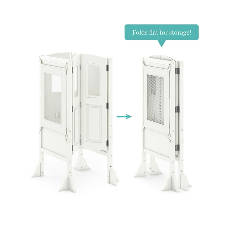 Martha Stewart Kitchen Helper-White: Adjustable Wooden Stool for