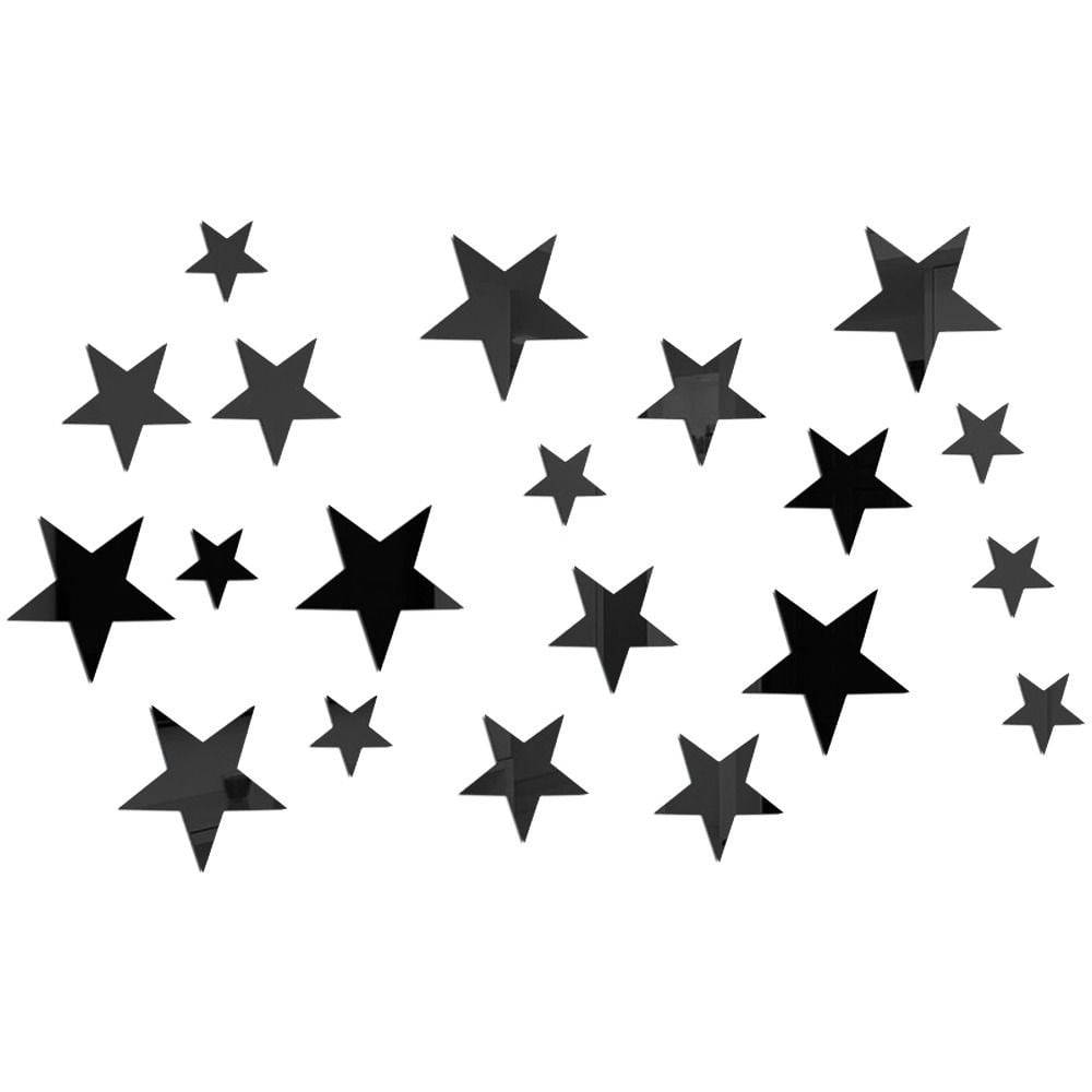 60PCS DIY Modern Style Selfadhesive Removable 3D Star Decals Mirror