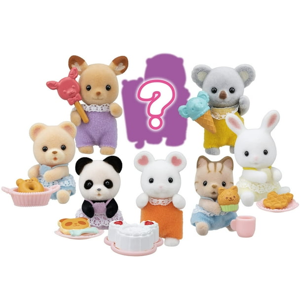 Calico Critters Baby Treats Series Bolsas ciegas, juego sorpresa que incluye figura de muñeca y accesorio