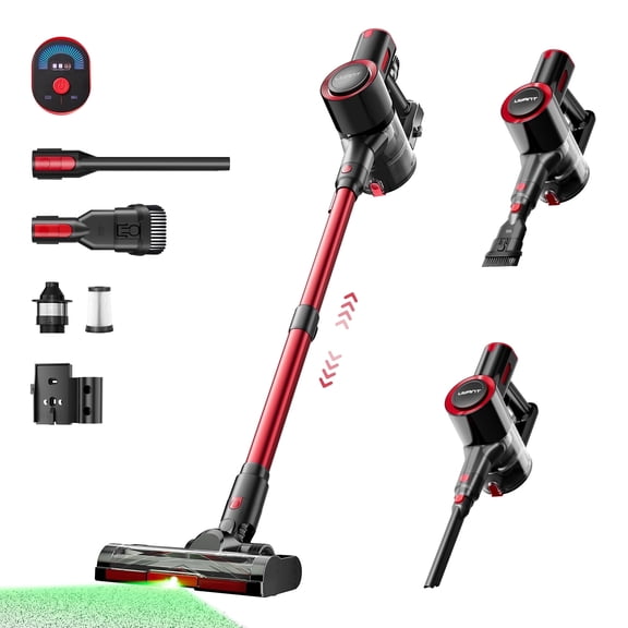 uwant Cordless Vacuum Cleaner 35Kpa Powerful Suction Wide Green Headlight Vacuum Cleaner for Home Pet Hair Anti-Tangle HEPA Lightweight Handheld Vacuum for Carpet Hard Floors