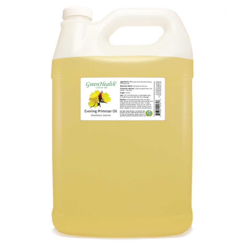 GreenHealth Evening Primrose Oil – 1 Gallon (128 fl oz) – 100% Pure & Natural Cold Pressed Carrier Oil for Massage, Body Care, DIY Beauty & Essential Oil Blending