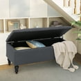 thumbnail image 3 of Abble 38'' Ottoman with Storage Bench Bed Seat with Storage Large Hinged Upholstered Storage Ottoman Bench with Button for Bedroom Living Room Entryway, Grey, 3 of 7