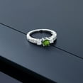 thumbnail image 3 of Gem Stone King 925 Sterling Silver Green Chrome Diopside and White Topaz 3 Stone Women Engagement Ring (0.91 Cttw, Gemstone Birthstone, Size 7), 3 of 4