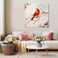 thumbnail image 5 of Spring Red Bird Wall Art Painting on Canvas, Summer Vintage Branch Floral Beige Canvas Art Home Prints Wall Art Framed Modern Artwork for Living Room Bedroom Wall Decor 16x16in, 5 of 9
