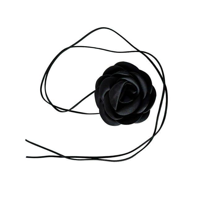 Collar con cordones de flores, collares elegantes, ajustables hechos a mano, gargantilla de flores grandes, collar elegante, gargantilla Floral para Negro Sunnimix gargantilla collar