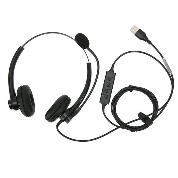 ZOUSSIQI Wired Telephone Headset Noise Reduction Binaural Business Headphone with Mic for Call Center Customer Service USB Plug EL225#18986