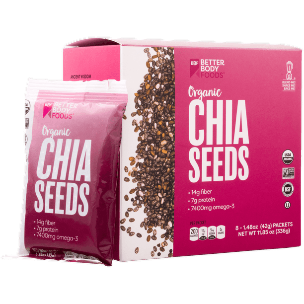 BetterBody Foods Organic Chia Seed Singles, 1.48 Oz, 8 Pack