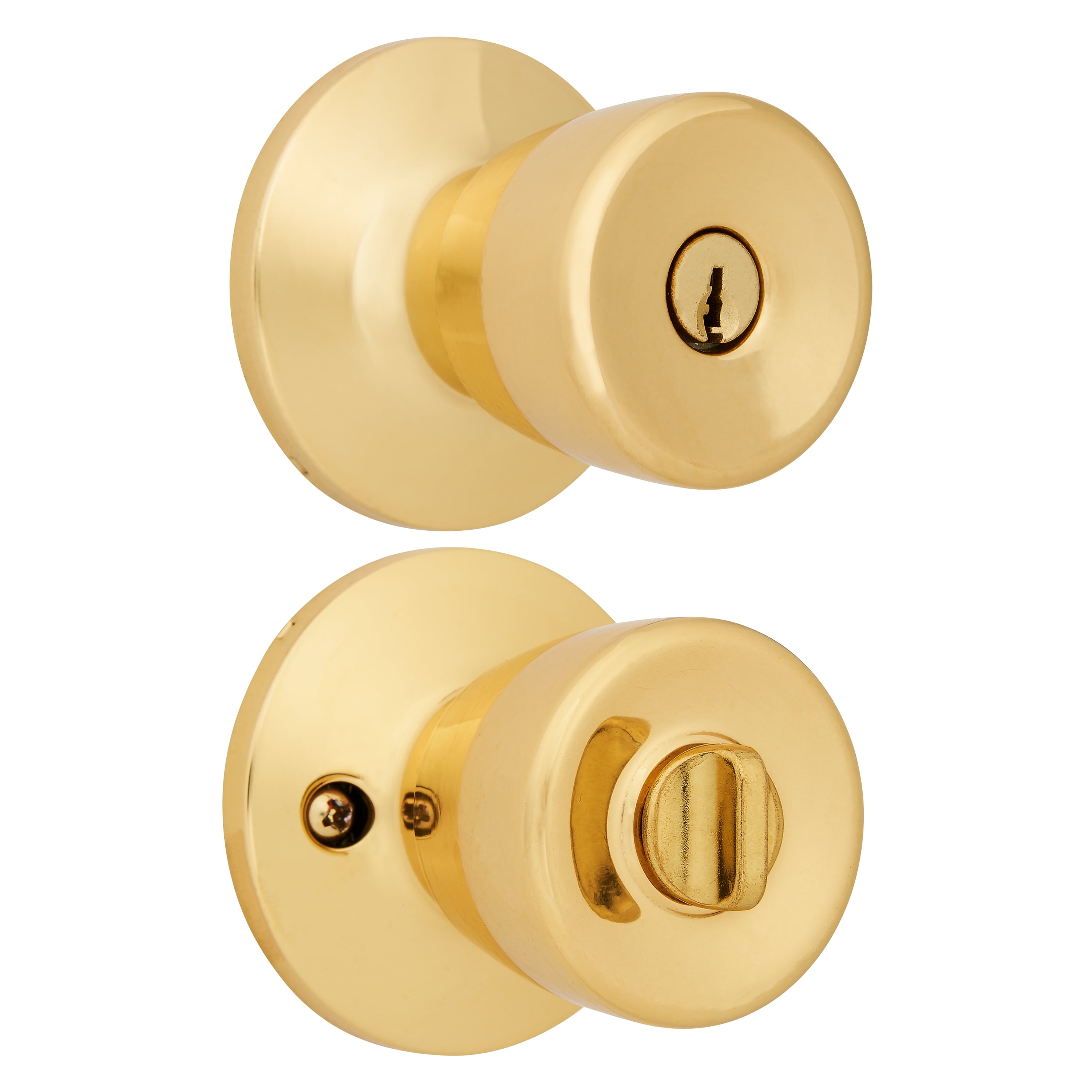 Brinks Mobile Home Keyed Entry Classic Bell Style Doorknob, Polished Brass Finish