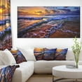 thumbnail image 1 of Sunset over Blue Tinged Waves - Seashore Photo Canvas Art Print, 1 of 3