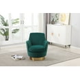 thumbnail image 3 of Comfy Velvet Swivel Accent Barrel Chair, Round Reading Club Armchair with 360 Degree Rotating Metal Base, Single Barrel Chair Lounge Sofa for Living Room, Bedroom, Emerald, 3 of 7