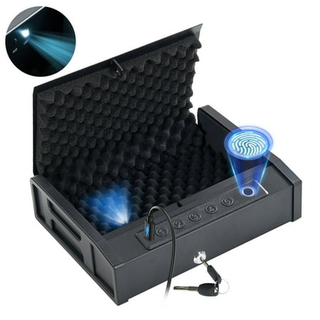 GASKY Gun Safe Portable Biometric Pistol Safe with 2 Handgun Capacity 10 Fingerprint&5 Password& 2 Keys handgun safe for Car & Travel Auto Truck Home Use