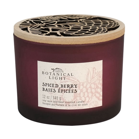 Botanical Light 12OZ Spiced Berry Soy Wax Blended Scented Candle,3 cotton wick
