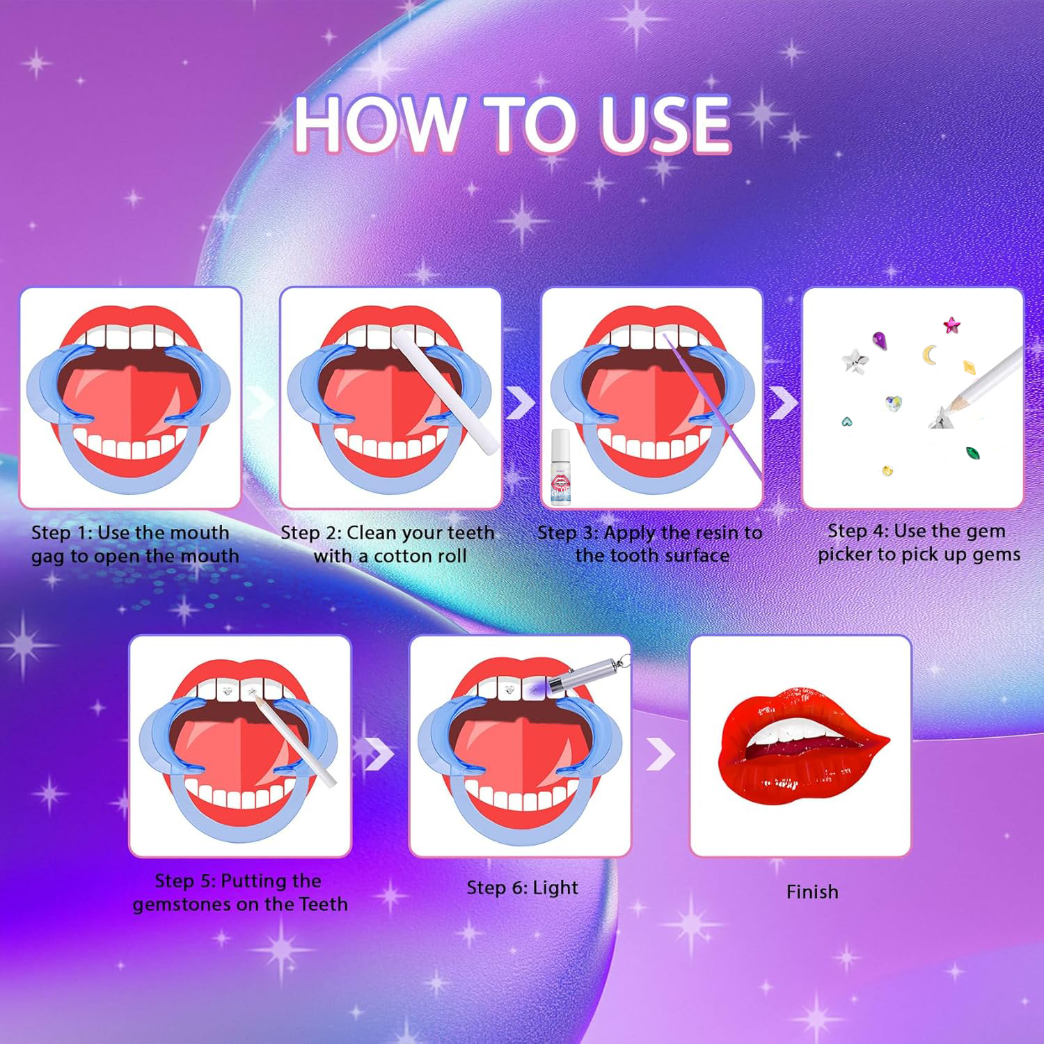 DIY Tooth Jewelry Kit - 15Shapes Bedazzle Gems, Teeth Jewelry Starter Set
