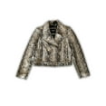 thumbnail image 3 of Charles Pearson Women's Gray Snakeskin Python Genuine Leather Biker  Moto Jacket (Regular Fit), 3 of 12