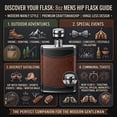 thumbnail image 5 of 8oz Stainless Steel Primo 18/8 #304 Brown/Black PU Leather Premium/Heavy Duty Hip Flask Gift Set, 5 of 9