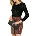 thumbnail image 5 of MODA NOVA Junior's Dots Velvet Burn-Out Long Puff Sleeve Blouse, 5 of 5