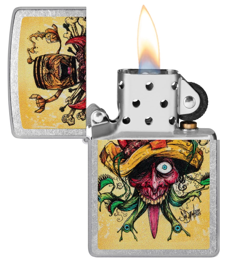 Zippo Sean Dietrich Devil Bull Design Street Chrome Pocket Lighter