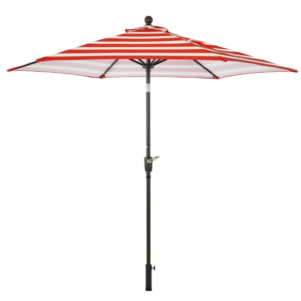 Lch 9ft Striped Patio Outdoor Umbrella Backyard With 1 5 Pole 8 Ribs Tilting Easily Crank Open Cover Red White Com Lch 9ft Striped Patio Outdoor Umbrella, Red White Striped Patio Umbrella