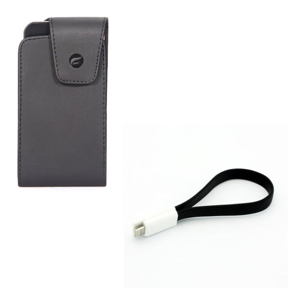 Case Belt Clip w Short USB Cable for iPhone 8/7/6S/6 - Leather Swivel Holster Vertical Cover, Charger Cord Power Wire Fast Charge for iPhone 8/7/6S/6 Models