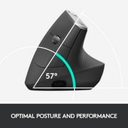 Logitech MX Vertical Wireless Mouse – Ergonomic Design Reduces Muscle Strain, Rechargeable, Graphite