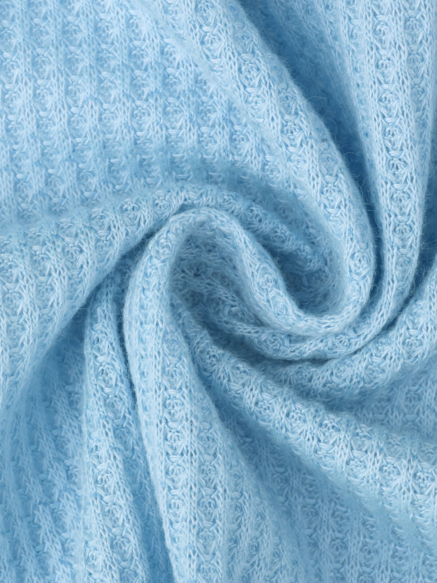DARING DIVA Women's Zipper Robes Waffle 3/4 Sleeves Bathrobe House Coat XS Light Blue