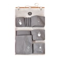 thumbnail image 1 of 1Pc Cotton Linen Hanging Storage Bag Pouch with Multiple Pockets Simple Wall Hanging Sundries Holder Behind the Door (Grey), 1 of 7