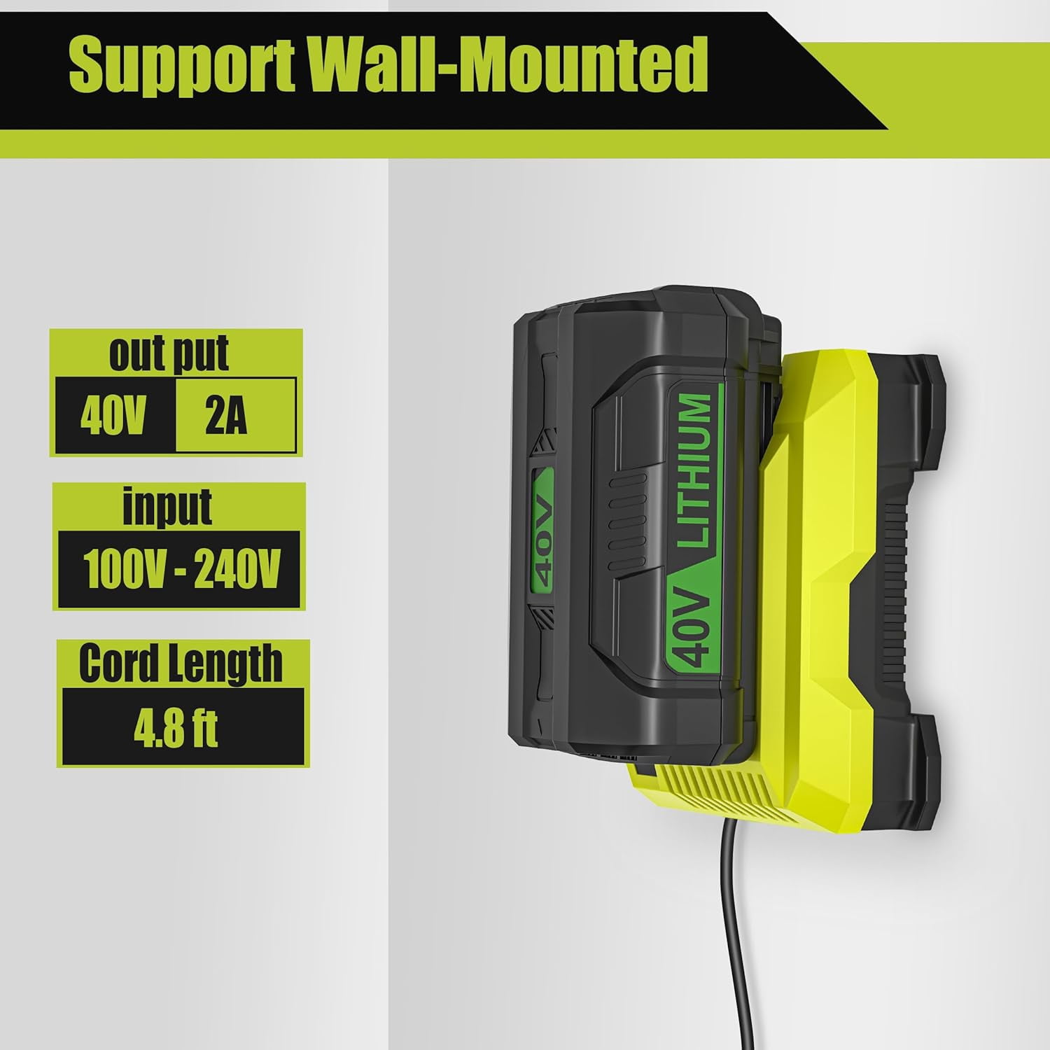 40V Charger for Ryobi OP401S 40V Battery, OP406A OP404 OP401 Replacemant Battery Charger for Ryobi OP40605 OP40602 OP40601 OP4050 OP40501 OP4050A OP4040 OP40404 OP40401 OP4030 OP40301 OP40201