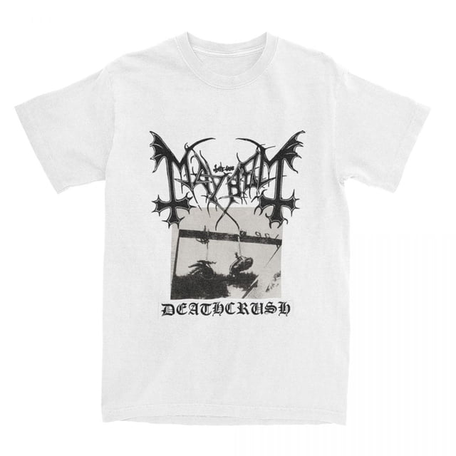 Camiseta de Deathcrush Mayhem para hombre y mujer camisa Vintage de algodón puro manga corta cuello redondo talla grande