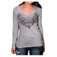 thumbnail image 4 of Harley-Davidson Women's Arise Embellish Deep V-Neck Long Sleeve Shirt, Gray (XL), Harley Davidson, 4 of 4