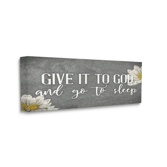 Stupell Industries Give It to God Phrase Rustic Distressed Grey Canvas Wall Art by Kim Allen