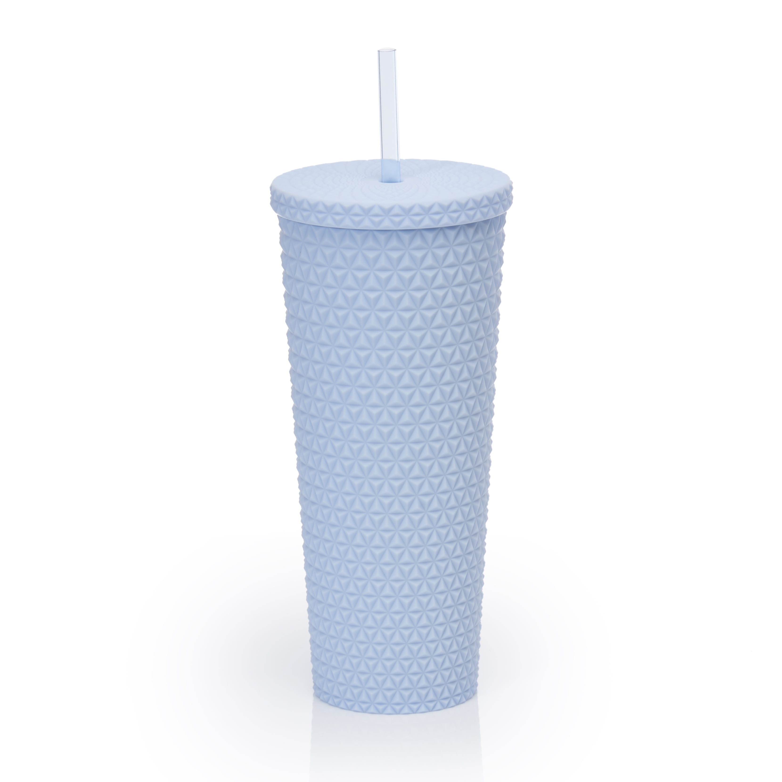 Mainstays 4pk 26oz DW AS Plastic Soft Touch Textured Tumbler, Blue