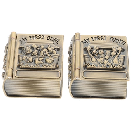 RENACLIPY 2-Pack Infant Keepsake Box, Golden Metal Storage for Baby Birthday, Newborn Memory Organizer