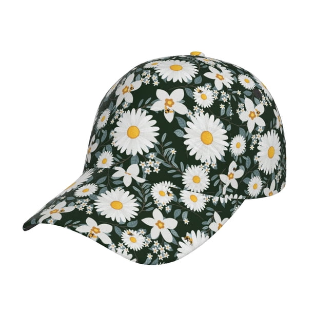 Fotbe White Daisies and Bee Gorro Clásico de Béisbol, Gorra Ajustable con Broche Snapback, Gorro de Exterior de Algodón Suave