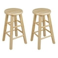 thumbnail image 1 of Open Box PJ Wood Classic Round-Seat 24 Inch Kitchen Counter Stools, Natural, 2 Pack, 1 of 8