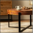 thumbnail image 6 of 33.86"Modern Retro Splicing Round Coffee Table, Fir Wood Table Top with Black Cross Legs Base(Same SKU:W757127347), 6 of 17