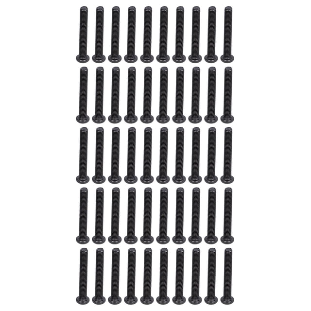 50 Uds DIN 7985 tornillo de máquina de cabeza plana de acero totalmente roscado pernos chapados en Zinc negro sujetador M3x20