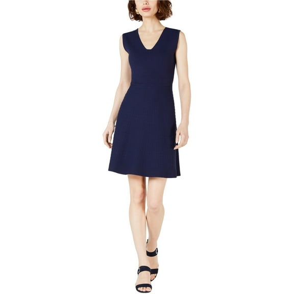 maison Jules Womens Sleeveless Fit & Flare Dress, Blue, Large