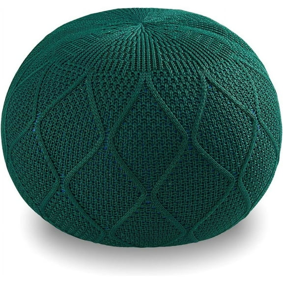 ARTPLAN Round Pouf Ottoman Cotton Braided Foot Stool with Lightweight Foam  Filling, Home Decor Pouffe Stuffed, Boho Foot Rest for Living Room, Bedroom, Lounge, Nursery,Invisible Green
