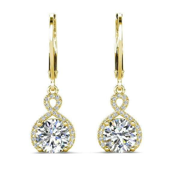 Cate & Chloe Alessandra 18k Yellow Gold Plated Dangle Earrings with Simulated Diamonds for Women