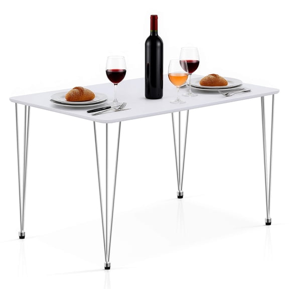 Ivinta Dining Table for 4-6 People, Modern Rectangle Kitchen Table with Metal Legs for Dining Room Living Room