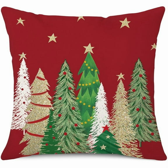 Christmas Pillow Covers Set of 2 Christmas Tree Decorative Throw Pillow Covers Winter Famliy Decoration for Home Couch