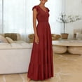thumbnail image 3 of BUIGTTKLOP Dresses for Women Ruffle Cap Sleeve Maxi Dresses Full Length V Neck Smocked Summer Beach Sundress, 3 of 6