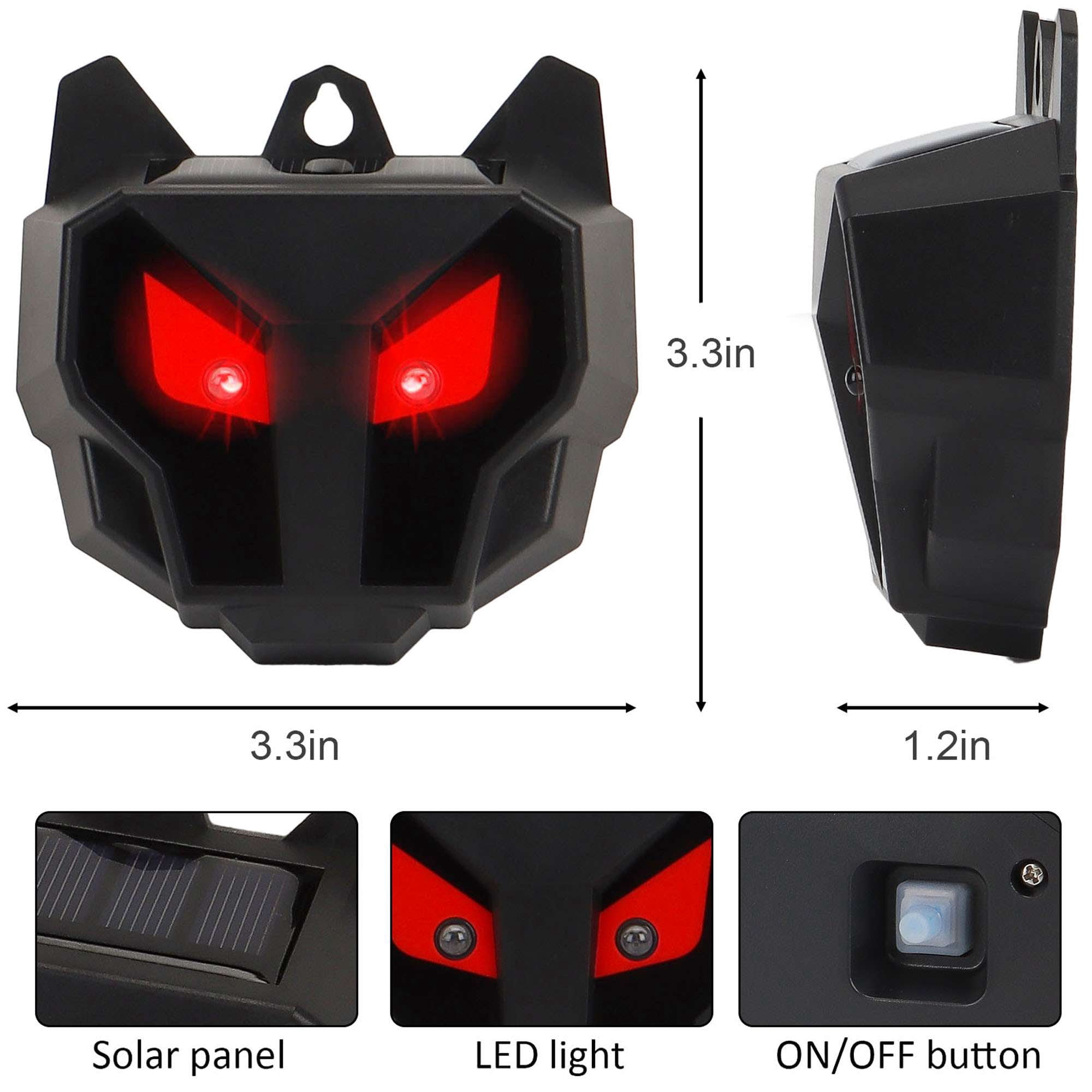 Deago 4 Pack Solar Nocturnal Animal Repeller Predator Deterrent with Red LED Lights Waterproof Fox Raccoon Skunk Deer Repellent for Garden Farm Chicken Coop