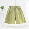 thumbnail image 5 of Amidoa Solid Color Girl Shorts Elastic Waist Wide Leg Casual Summer Shorts,Green,14-15 Years, 5 of 5